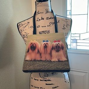 Purse, like new, with Yorkshire dogs-front has white jewels on bows & feet